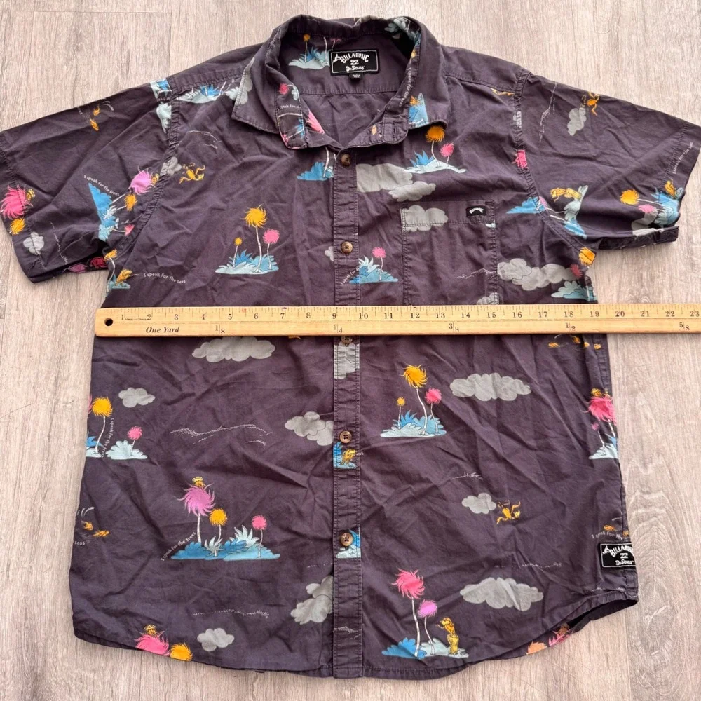 Billabong Dr Seuss The Lorax Shirt Boys XL Charcoal Grey Button Down shirt